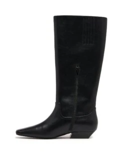 Xavier Tall Boot Black 7 Xavier Tall Boot Black -StepAura Store XAVIER BLACK SMOOTH PU SIDE2 INTERIOR
