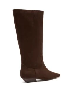 Xavier Tall Boot Chocolate Suede -StepAura Store XAVIER CHOCOLATEFAUXSUEDE BACKANGLE
