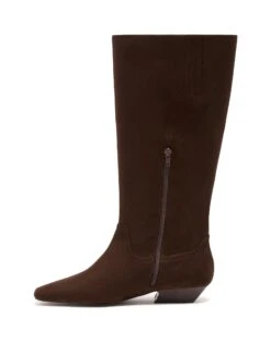 Xavier Tall Boot Chocolate Suede -StepAura Store XAVIER CHOCOLATEFAUXSUEDE SIDE2 INTERIOR