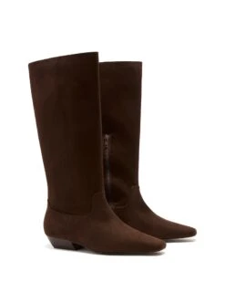 Xavier Tall Boot Chocolate Suede -StepAura Store XAVIER CHOCOLATEFAUXSUEDE TOEANGLE