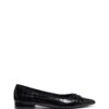 Yazmina Pointed Flat Black Croc
