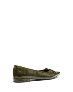 Yazmina Pointed Flat Khaki Croc -StepAura Store YAZMINA KHAKICROCPU BACKANGLE