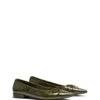 Yazmina Pointed Flat Khaki Croc